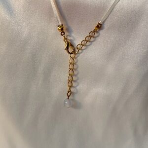 Hand Crafted Gold Necklace with White Accent